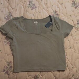 Hollister Green Fitted Crop T-Shirt